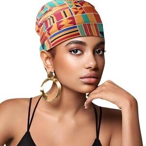 Satin Sleep Cap Hair Bonnet Printed Night Head Cover Wrap Sleeping Hat